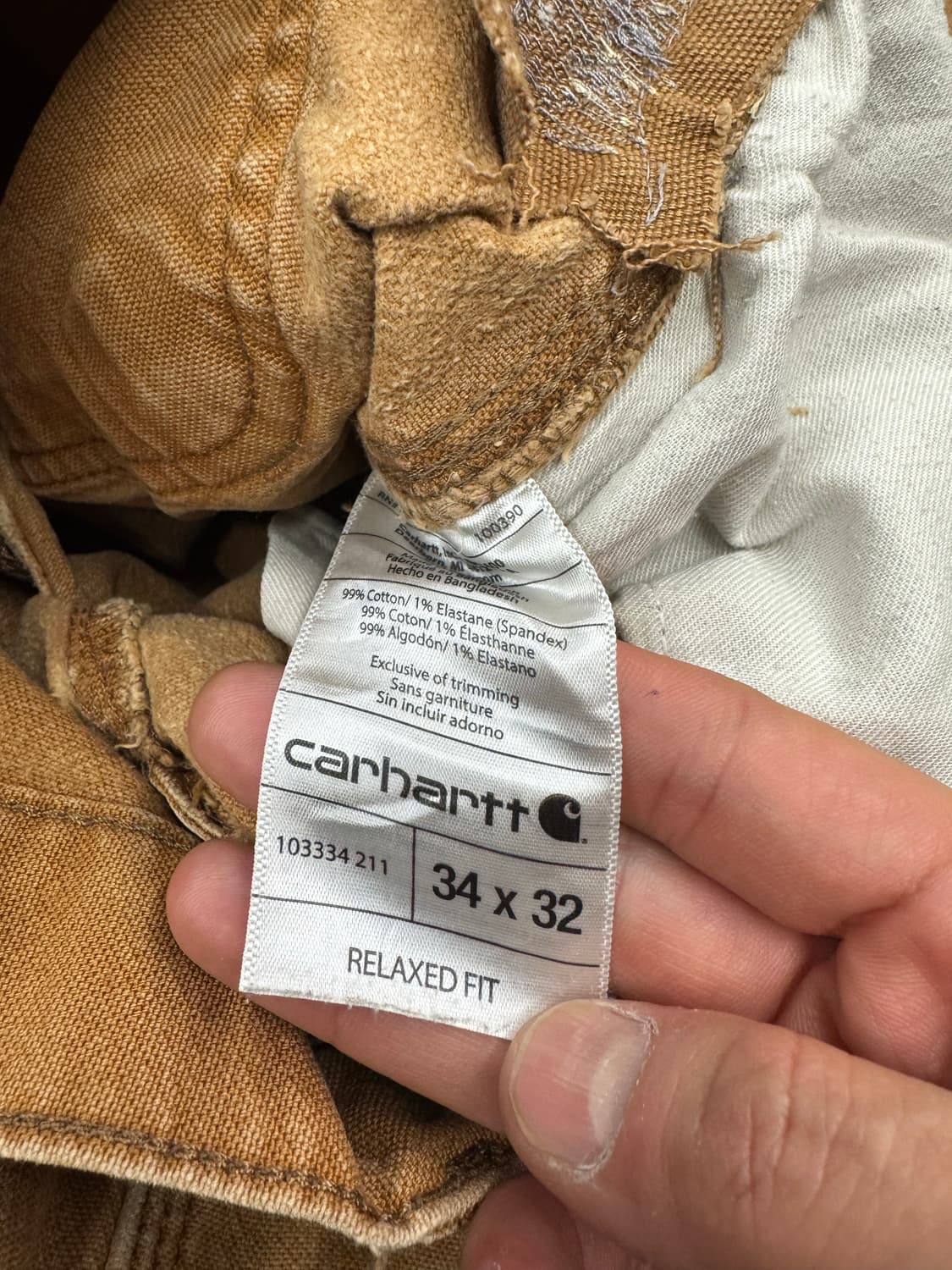 칼하트 빈티지 베이지 더블니 워크팬츠 상품이미지4
