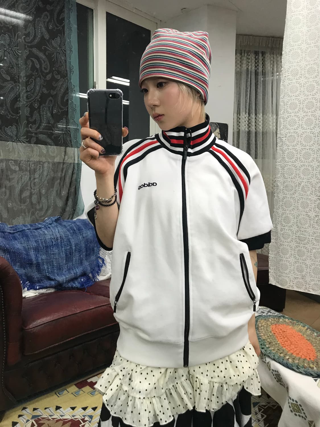 아디다스 여성 반팔 저지 집업 (Z1050) 상품이미지1