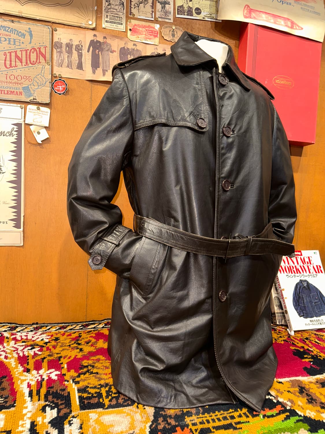 ( L ) 가죽코트 가죽카코트 가죽자켓 워크웨어 아메카지 남자코트 상품이미지3