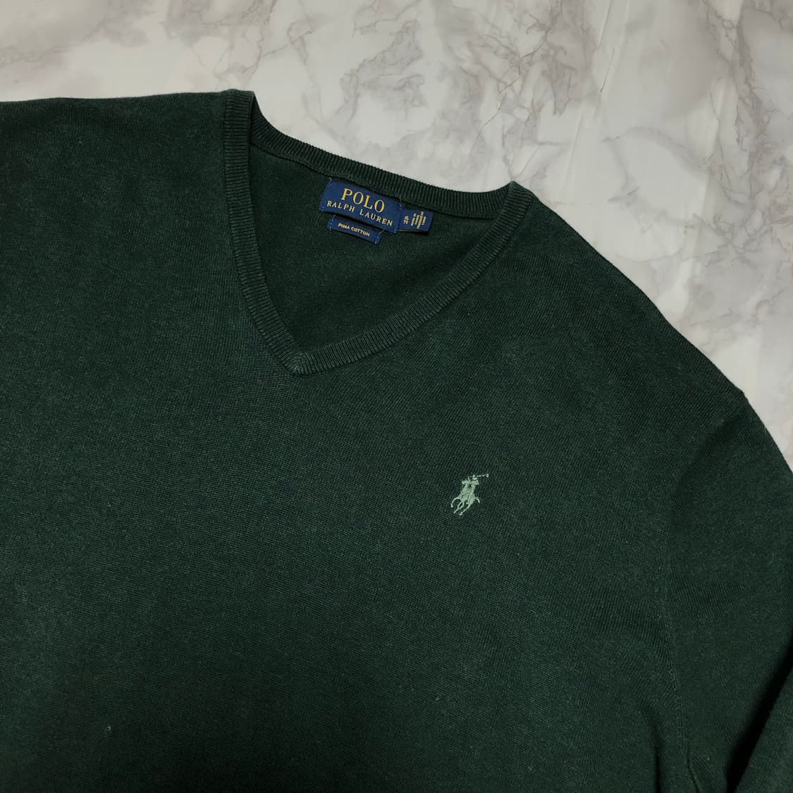 폴로 랄프로렌 브이넥 니트 거의새거 딥그린 남성용 상품이미지2