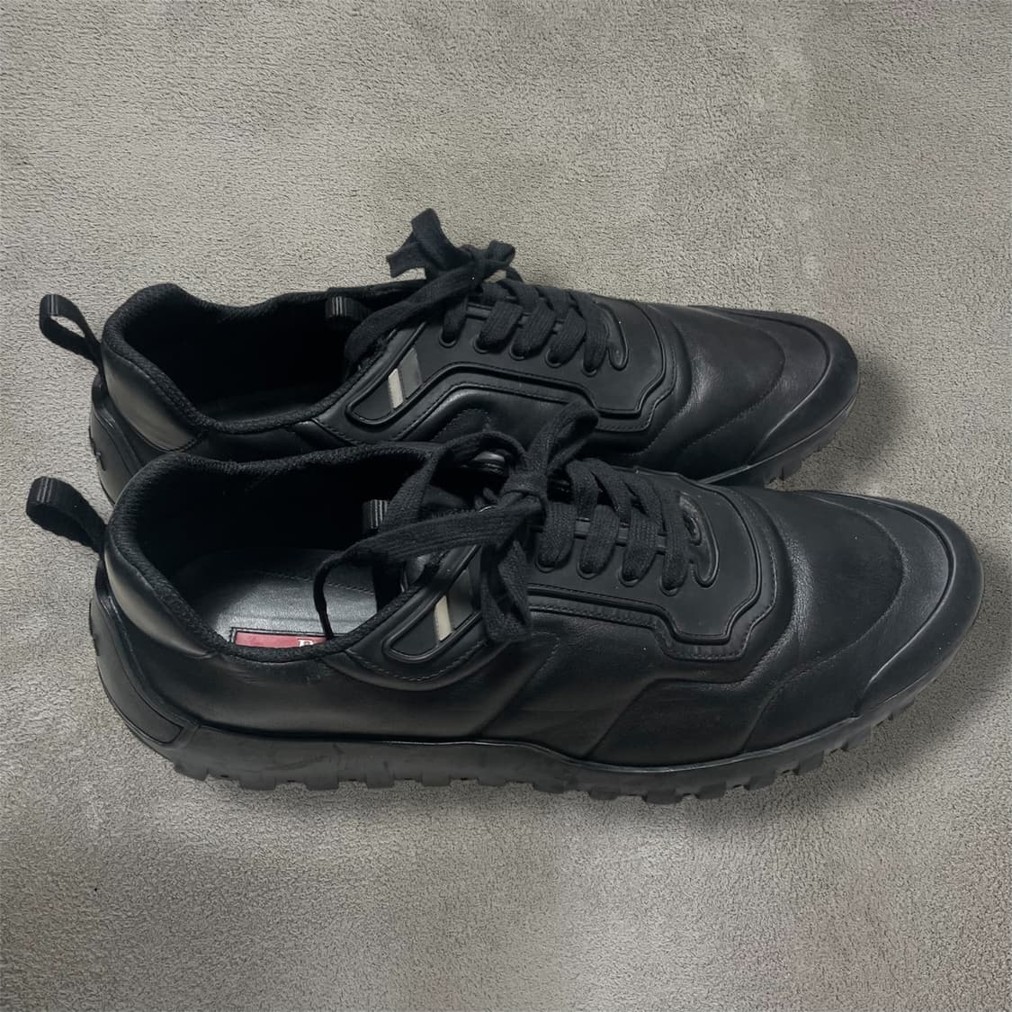 275~280) 프라다 스포츠 레더 가죽 스니커즈 신발 블랙 상품이미지4