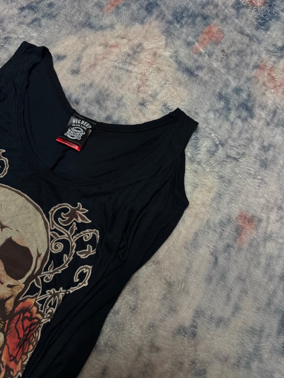 Dig deep off shoulder skull rayon cut se 상품이미지4
