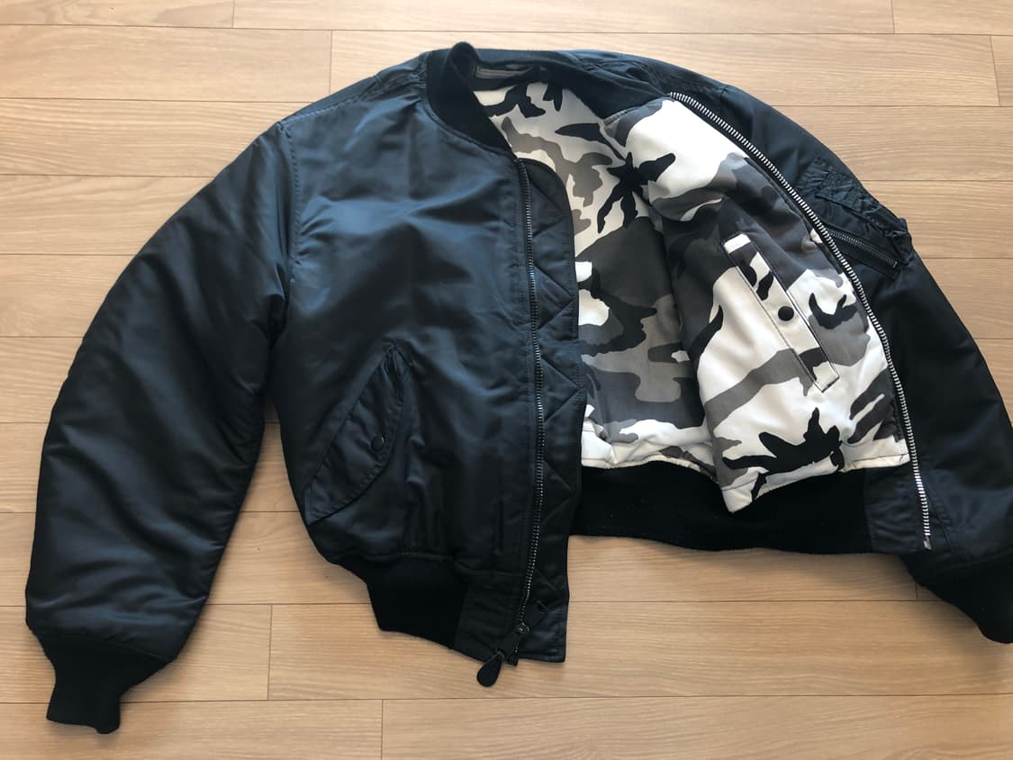 90s HOPE mfg 블랙 MA-1 시티 카모 안감 상품이미지1