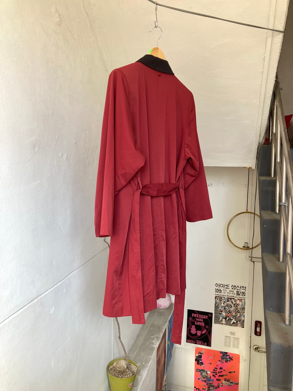 보들보들 버건디 트렌치 코트 상품이미지8