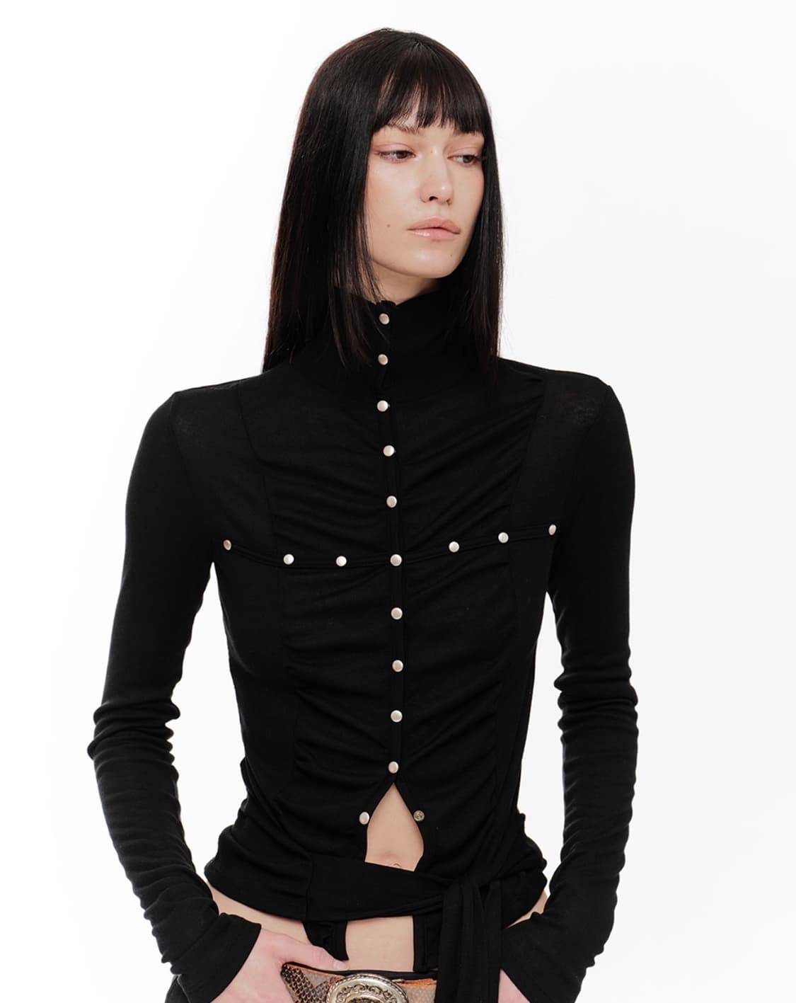 2000아카이브스) LENA SHIRRING HIGH NECK TOP 상품이미지1