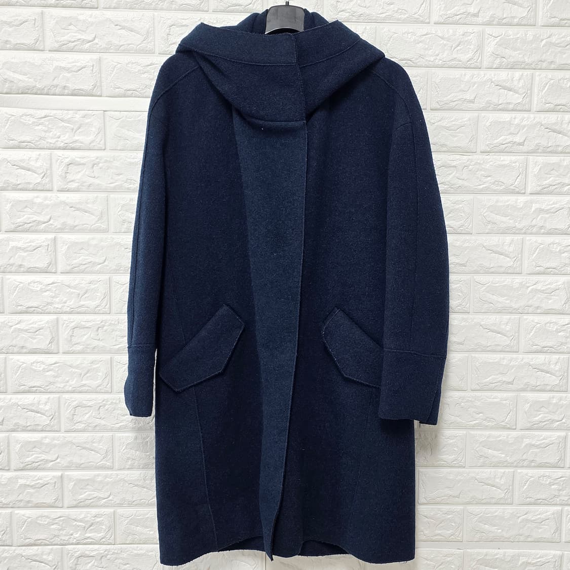 택포// L 한섬 시스템 모100% 후드 코트 상품이미지1