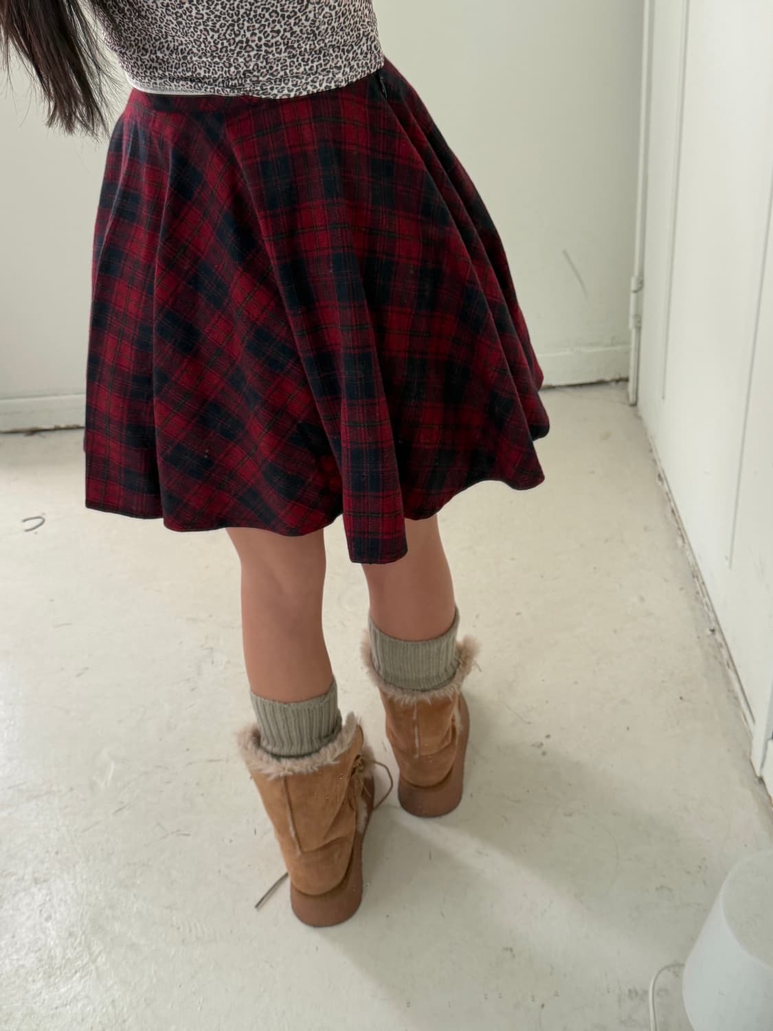 일본빈티지 타탄체크 플레어 스커트 상품이미지3