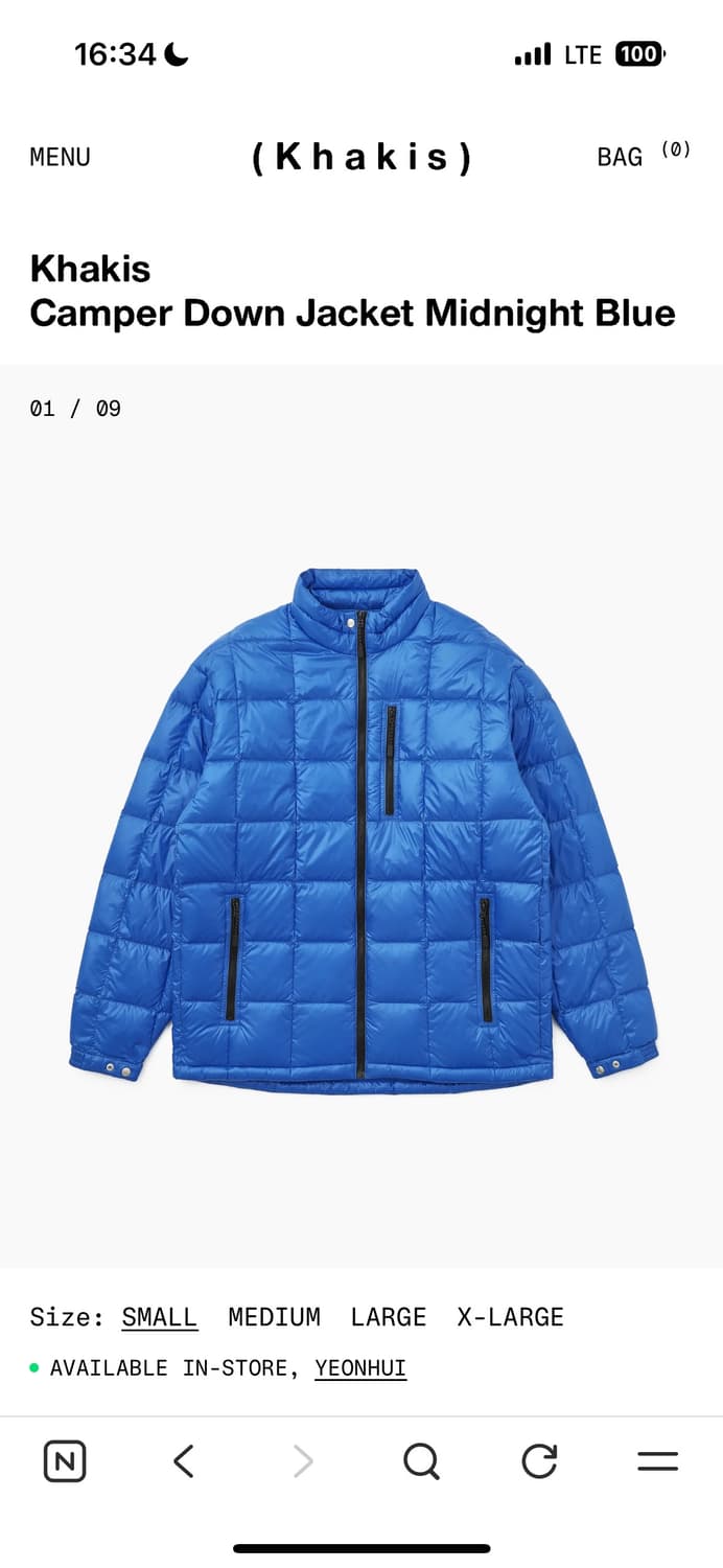 카키스 khakis 경량 패딩 미드나잇블루 상품이미지2