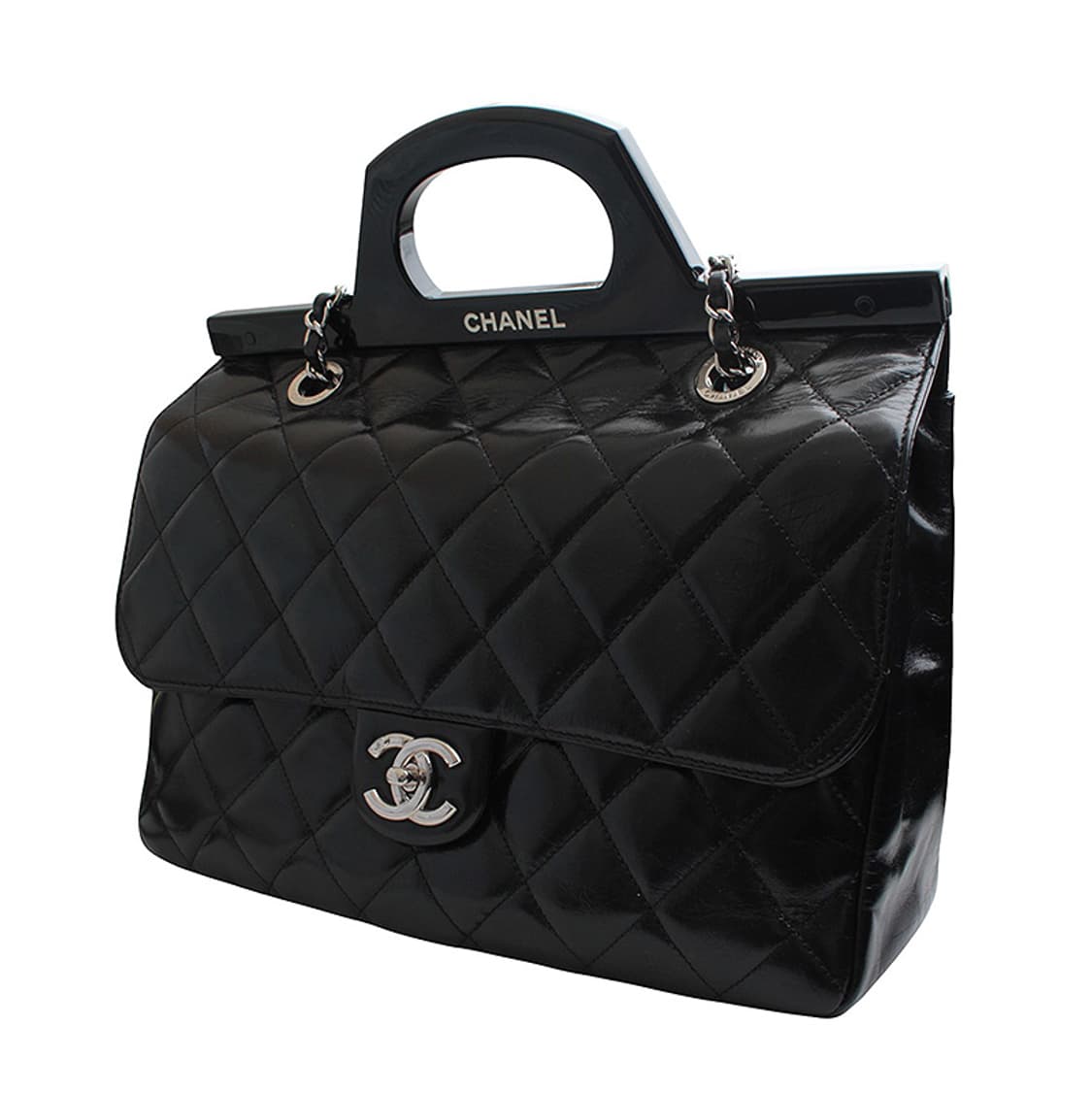 샤넬 빈티지 블랙 플랩 은장 토트겸 숄더백 (20번대) 상품이미지2