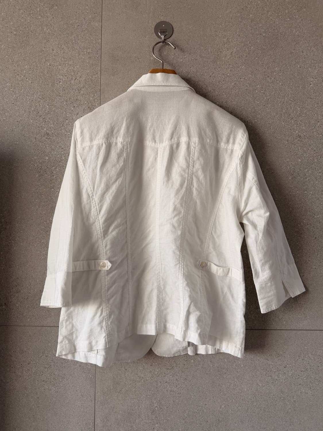 화이트 린넨 여성 셔츠 자켓 7부소매 L 상품이미지4