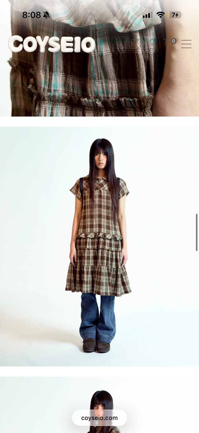 코이세이오 2사이즈 로우엣지 미디 체크원피스 브라운 상품이미지6