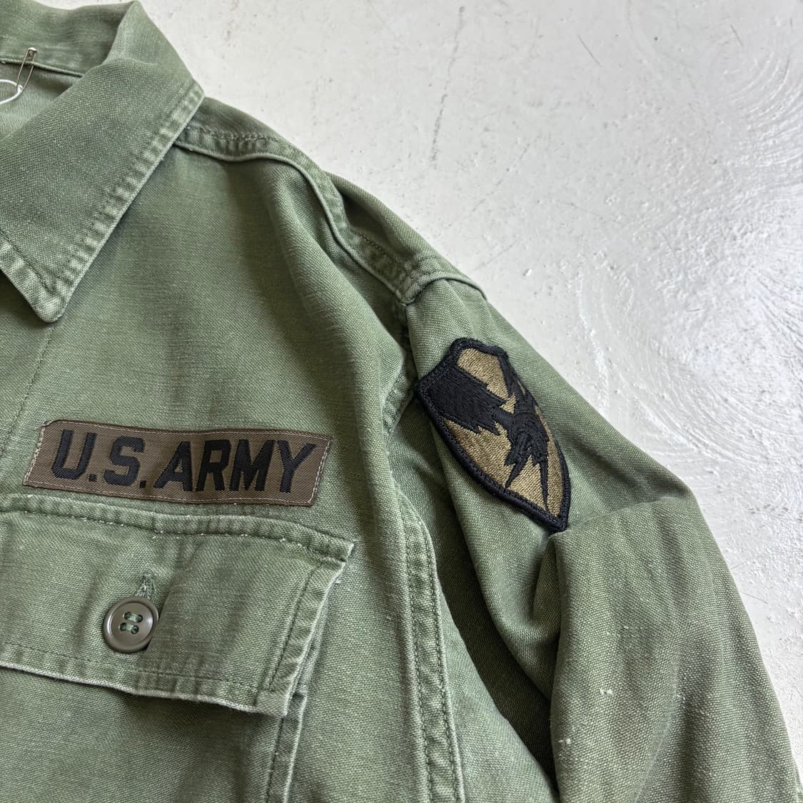 70s U.S. ARMY OG 107 유틸리티 셔츠 M 상품이미지4