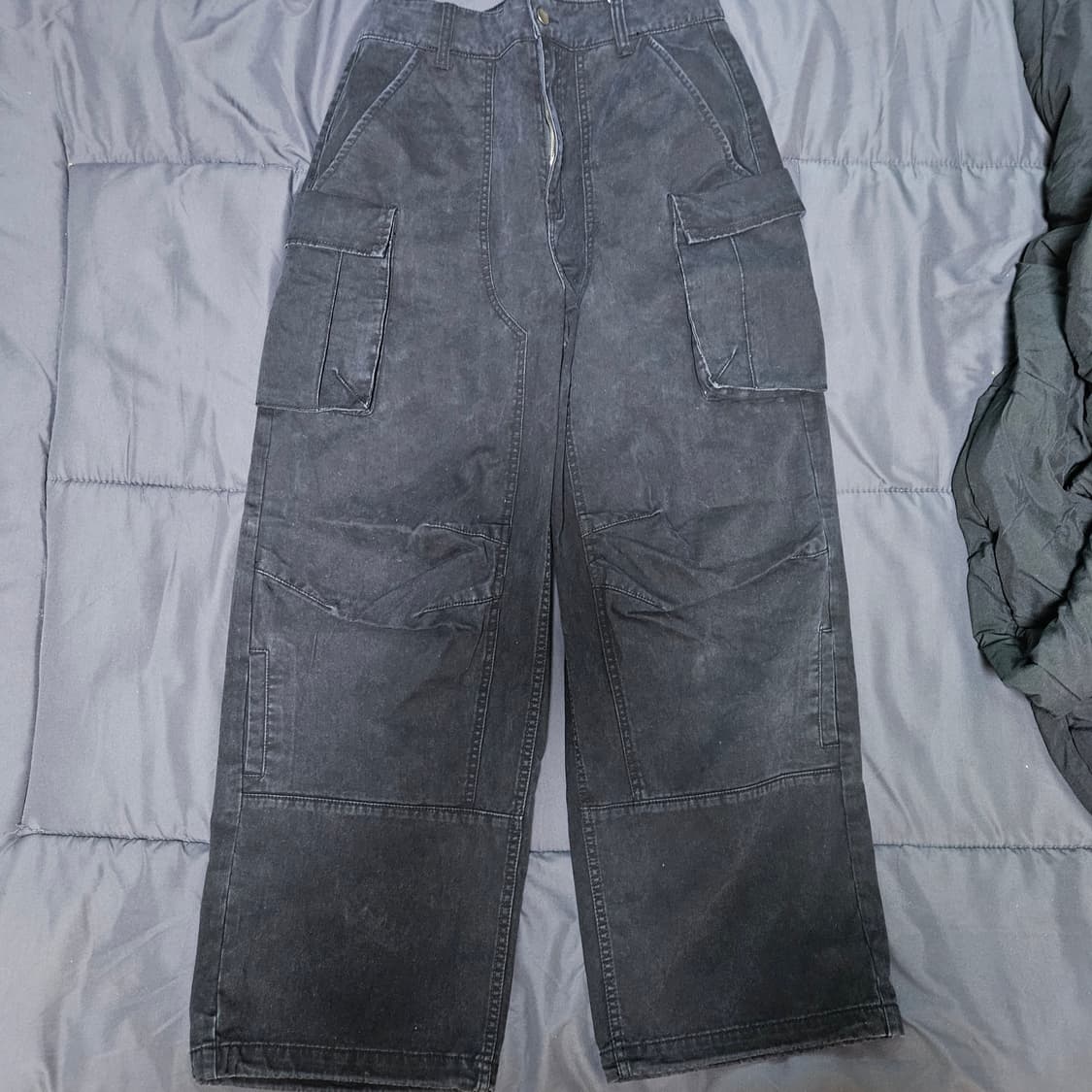 밈더워드로브 더블 니 파라슈트 카고 팬츠 블랙 M 상품이미지4