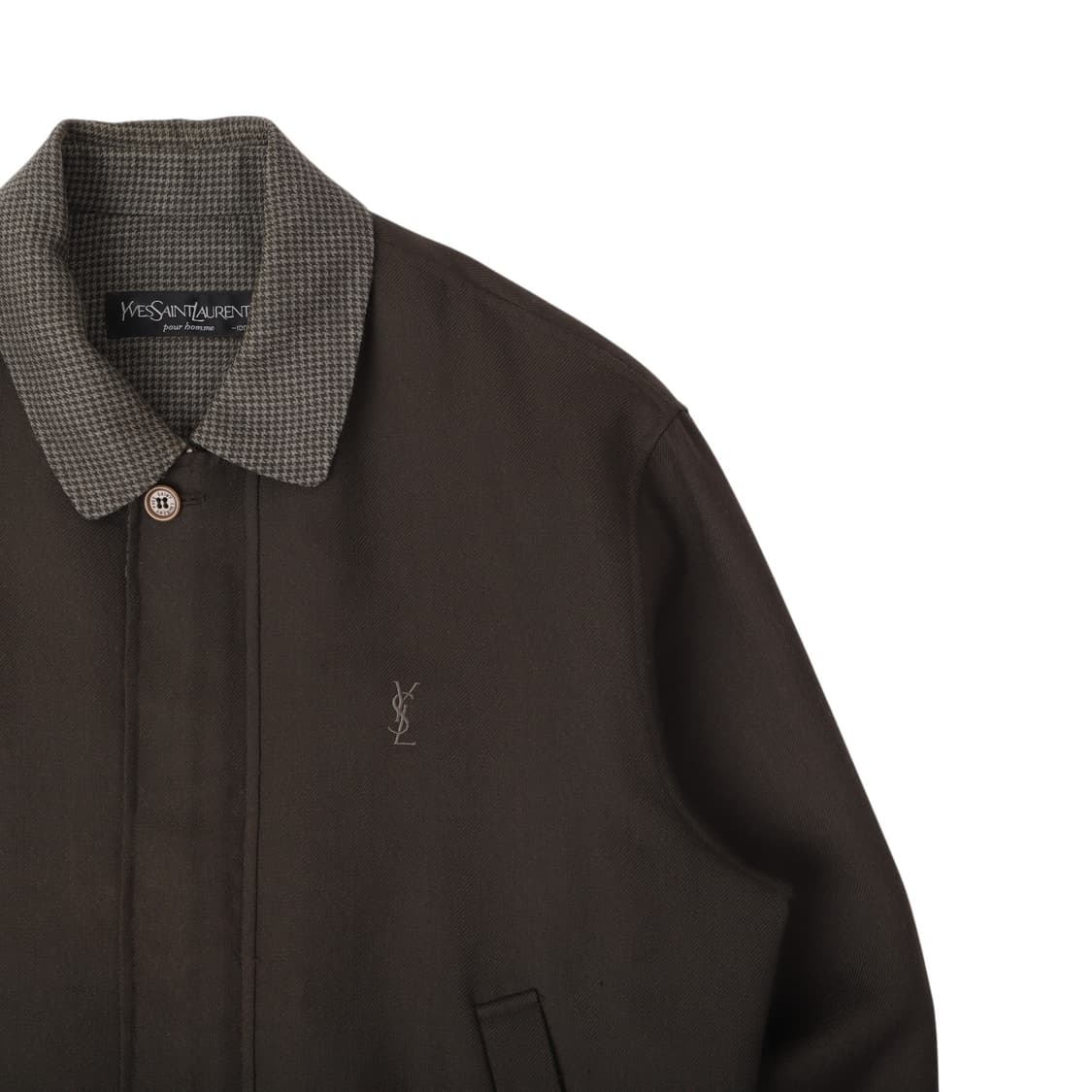 입생로랑 ysl로고 체크카라 캐시미어 블렌드 울 블루종 상품이미지3