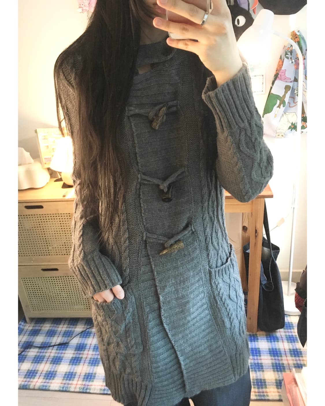 vintage toggle button cardigan gray 상품이미지3