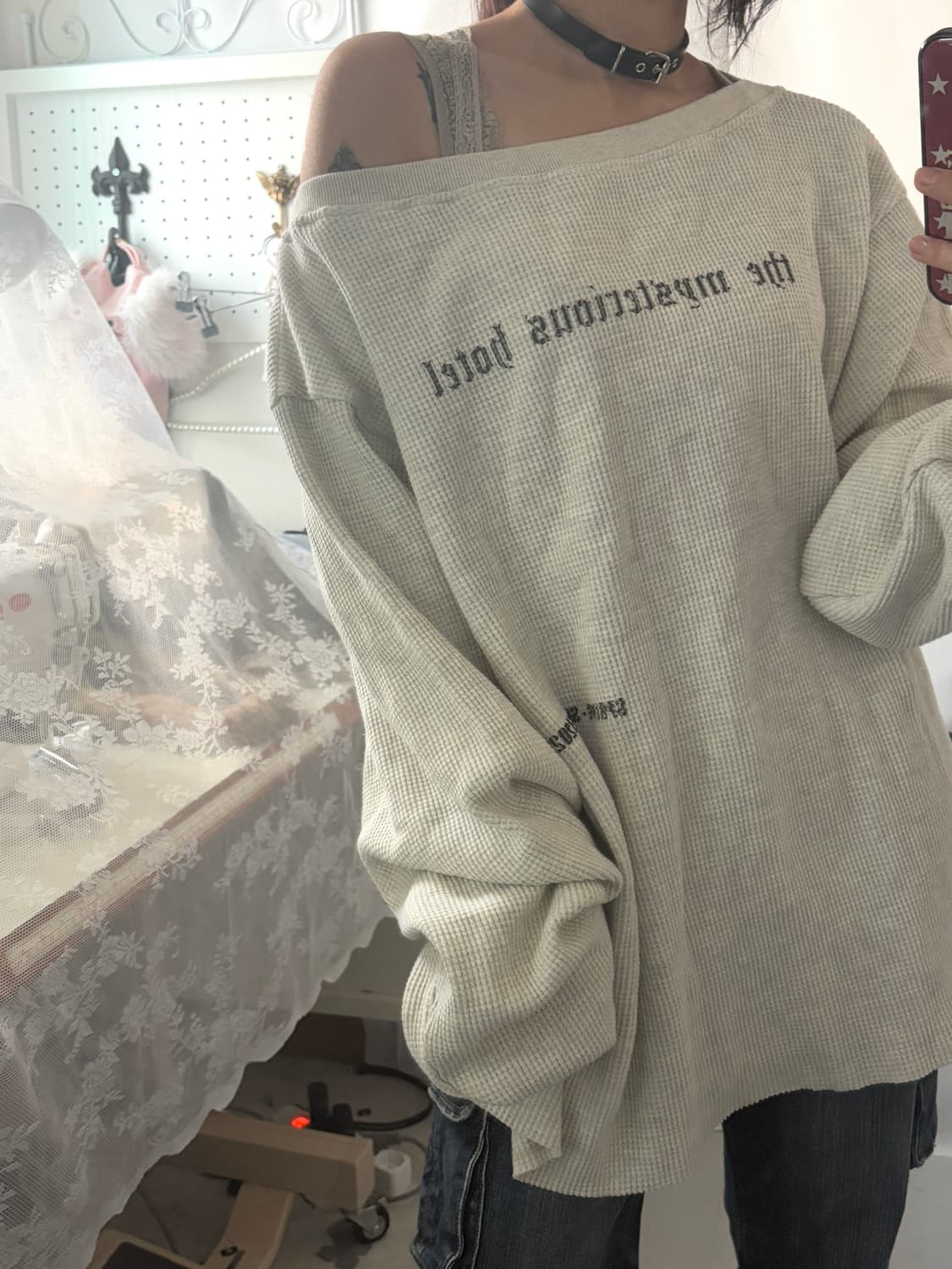 • Mysterious Hotel Waffle Off-Shoulder S 상품이미지6