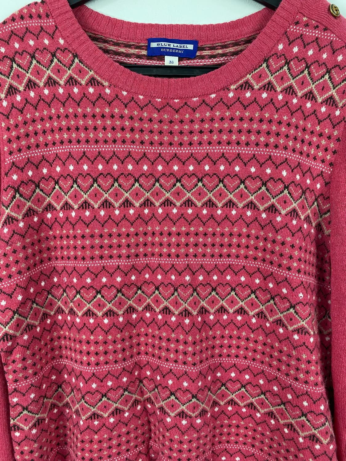 버버리 블루라벨 하트 페어아일 패턴 니트 스웨터 38 상품이미지2