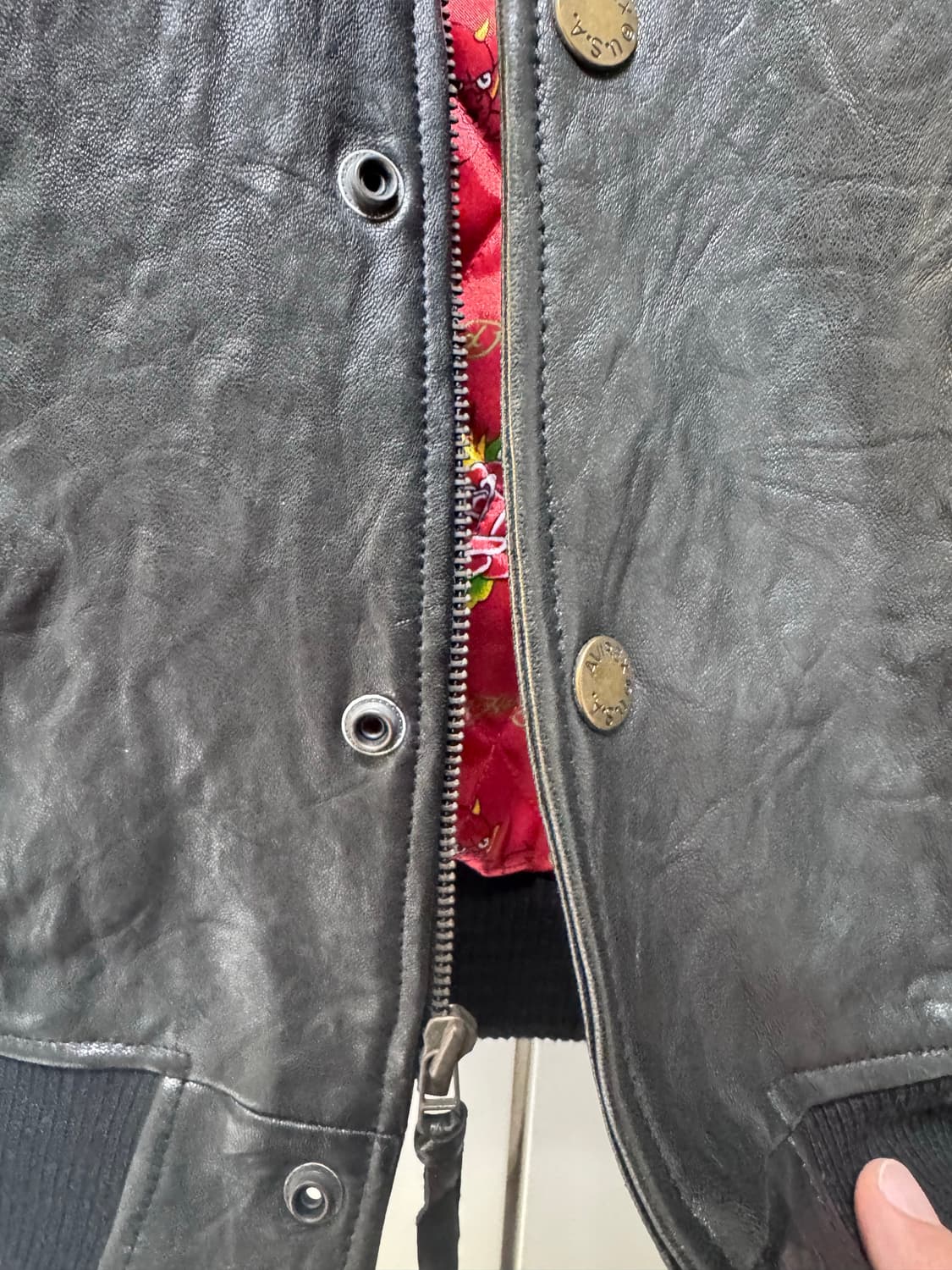 에드하디 x 아비렉스 콜라보 빈티지 가죽 바시티 자켓 상품이미지9