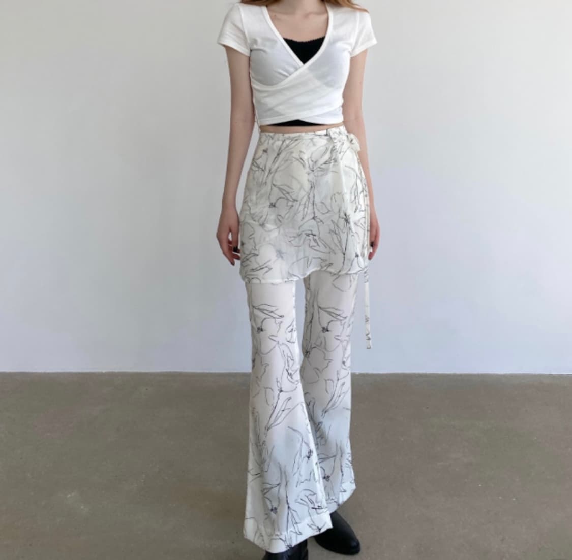 체리퀴리 플라워 랩 팬츠 2사이즈 상품이미지1