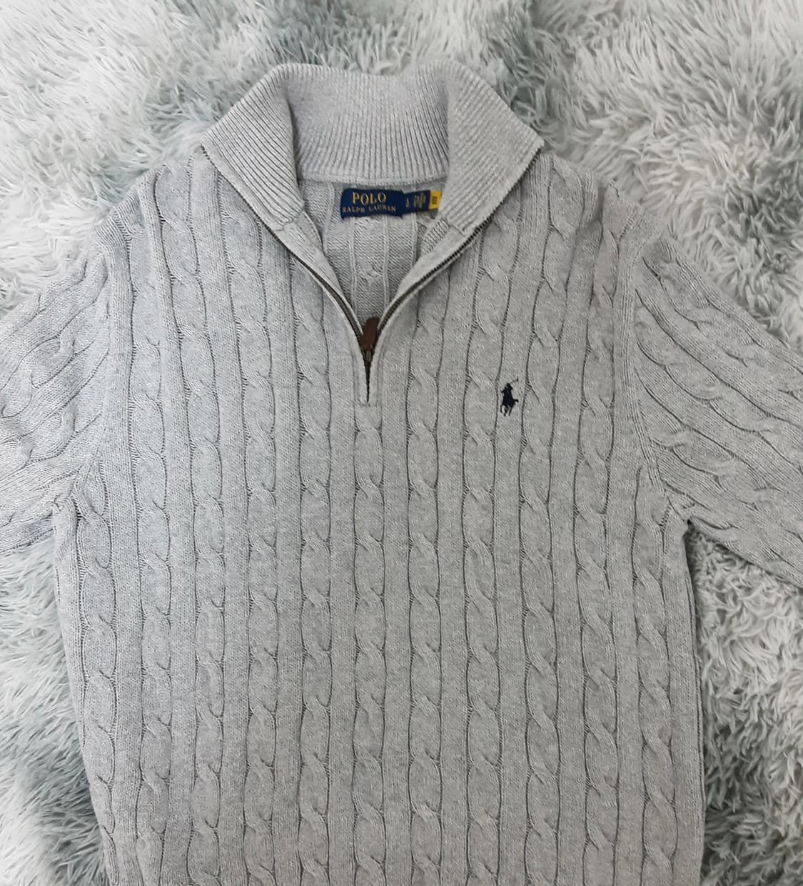 폴로 랄프로렌 꽈배기 니트 반집업 상품이미지3