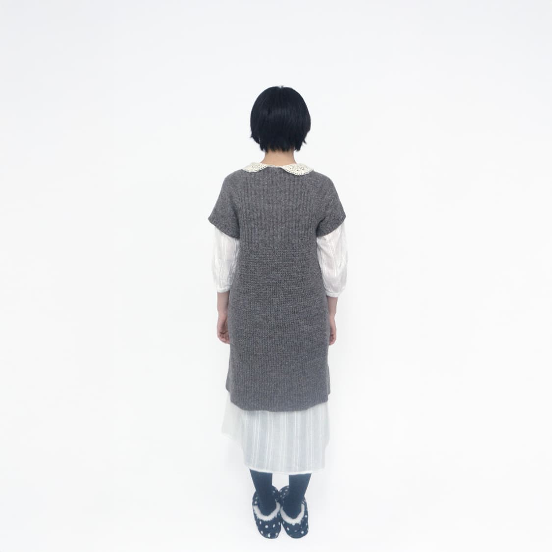 포근한 회색 니트 원피스 상품이미지4