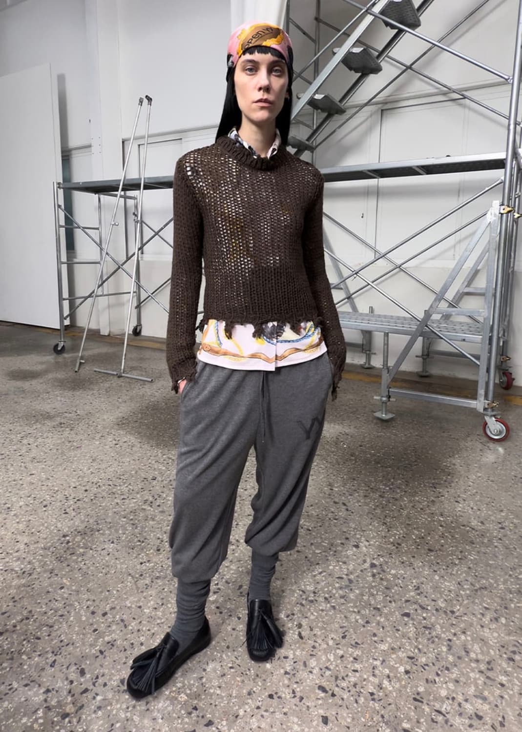 오픈와이와이 레이어드 니삭스 팬츠 차콜 S 상품이미지2