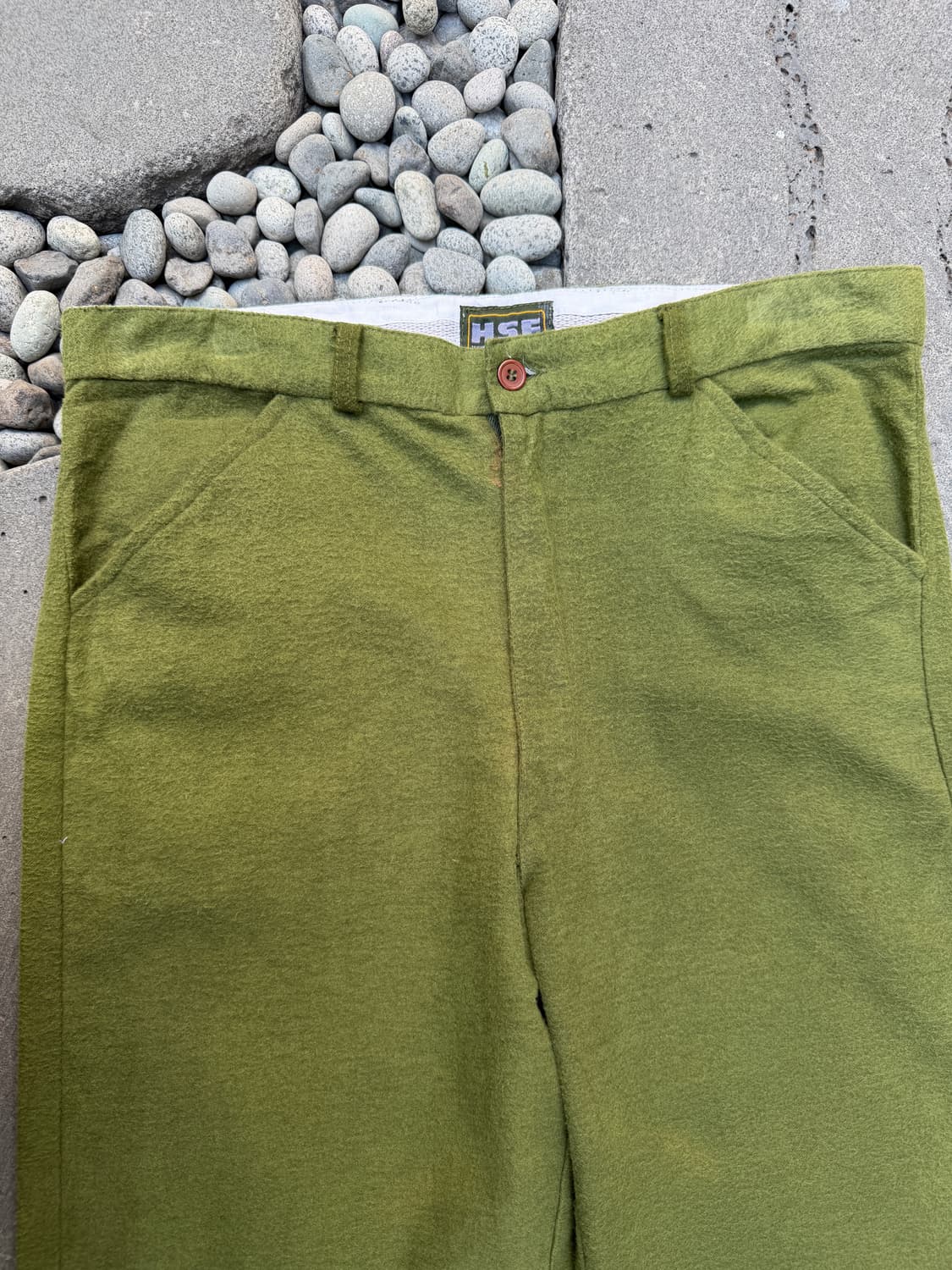 90s HSF OLIVE GREEN HAIRY WOOL 헤어리울 워크팬츠 상품이미지7