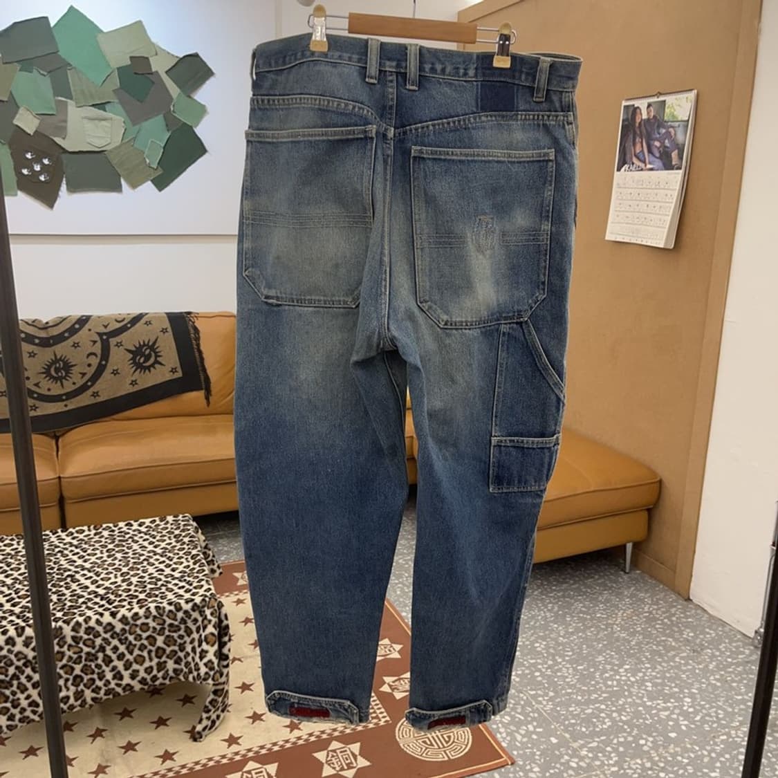 빈티지 재팬 올드스쿨 스트릿펑크 불독패치 데님팬츠 36인치 C09598 상품이미지4
