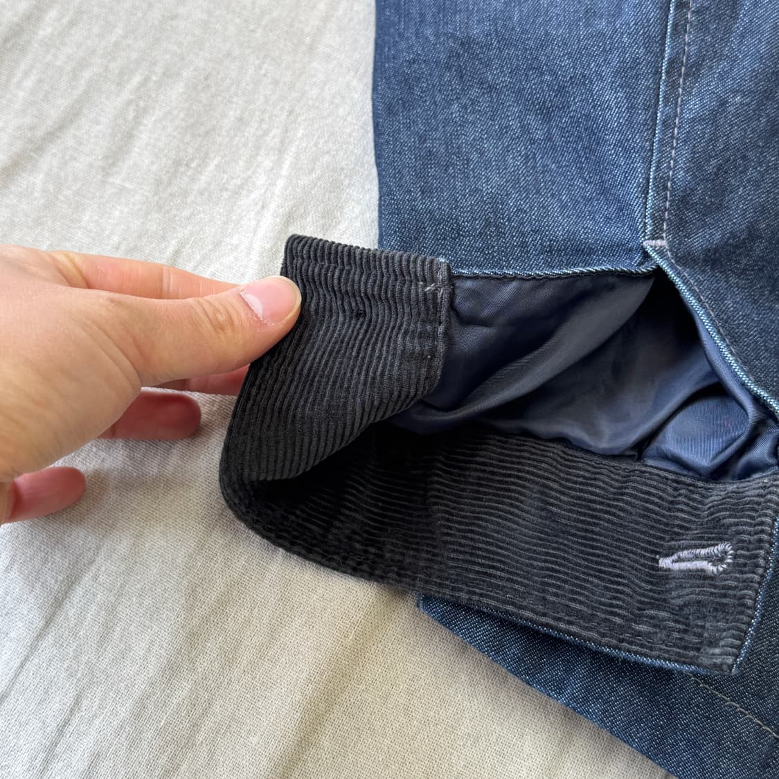 유니클로 배색카라 오버핏 데님 자켓 S 상품이미지3