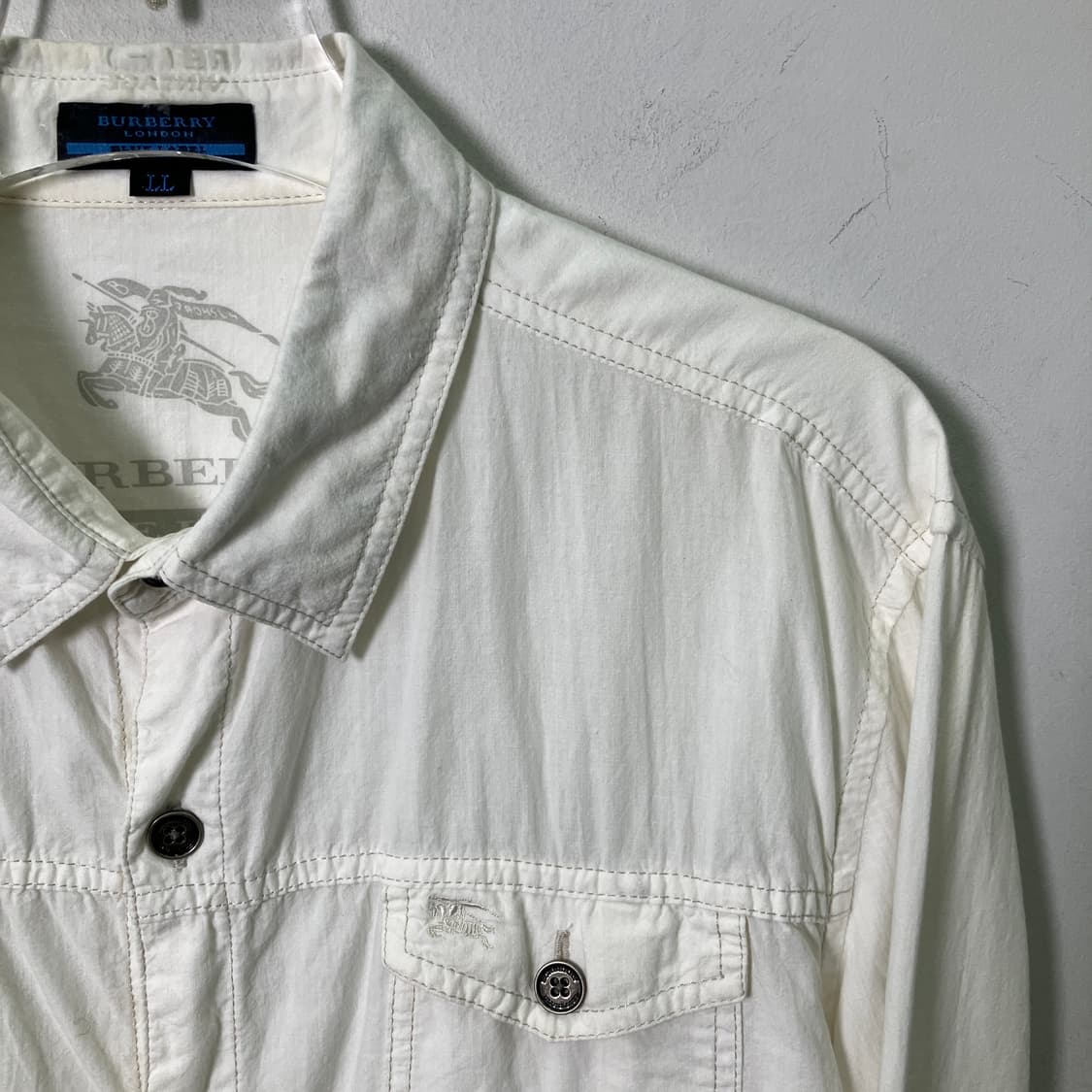 버버리 블루라벨 화이트 옥스포드 셔츠 XL 상품이미지4
