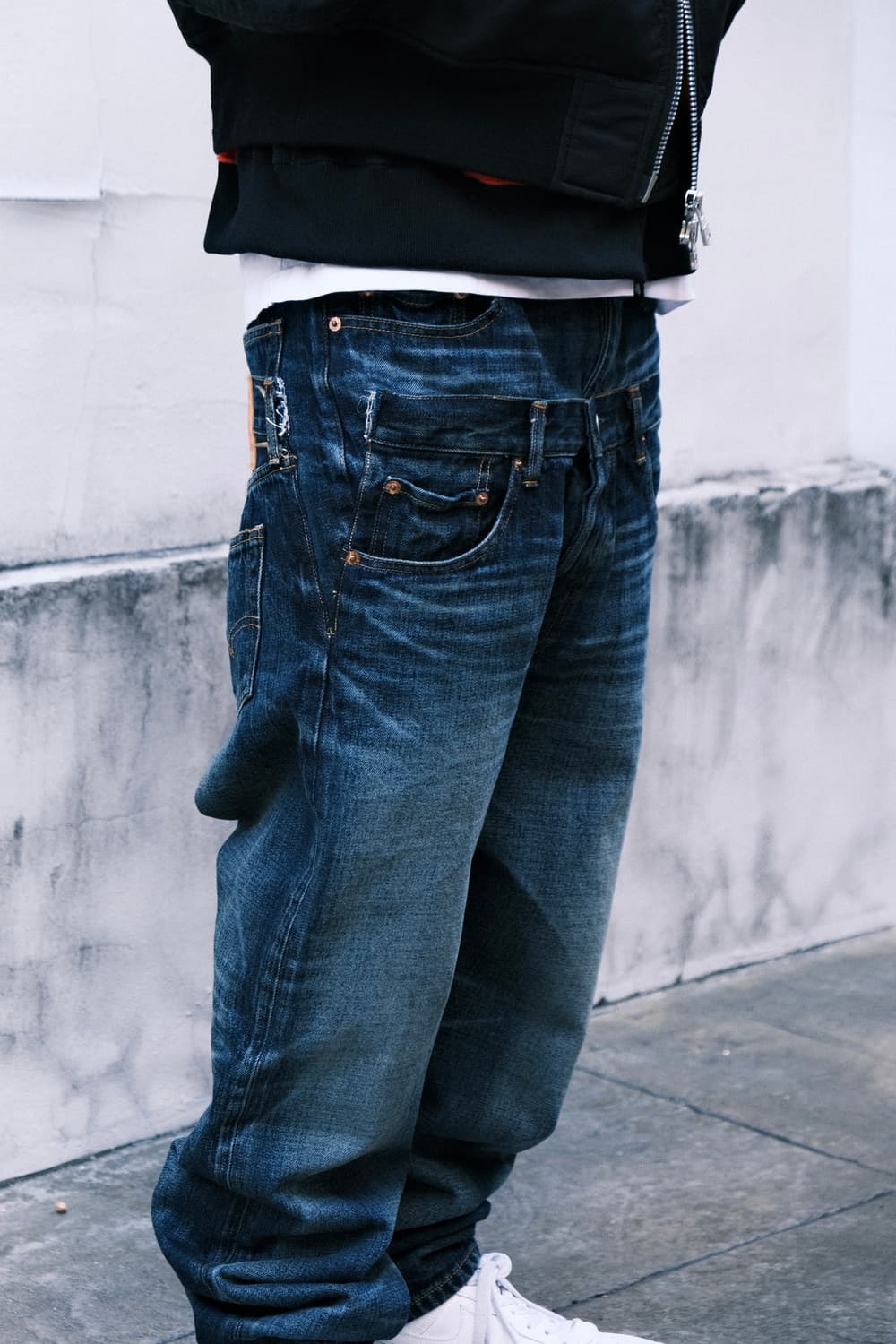 준야와타나베 리바스 25SS 더블레이어드 새깅 인디고 데님 상품이미지6