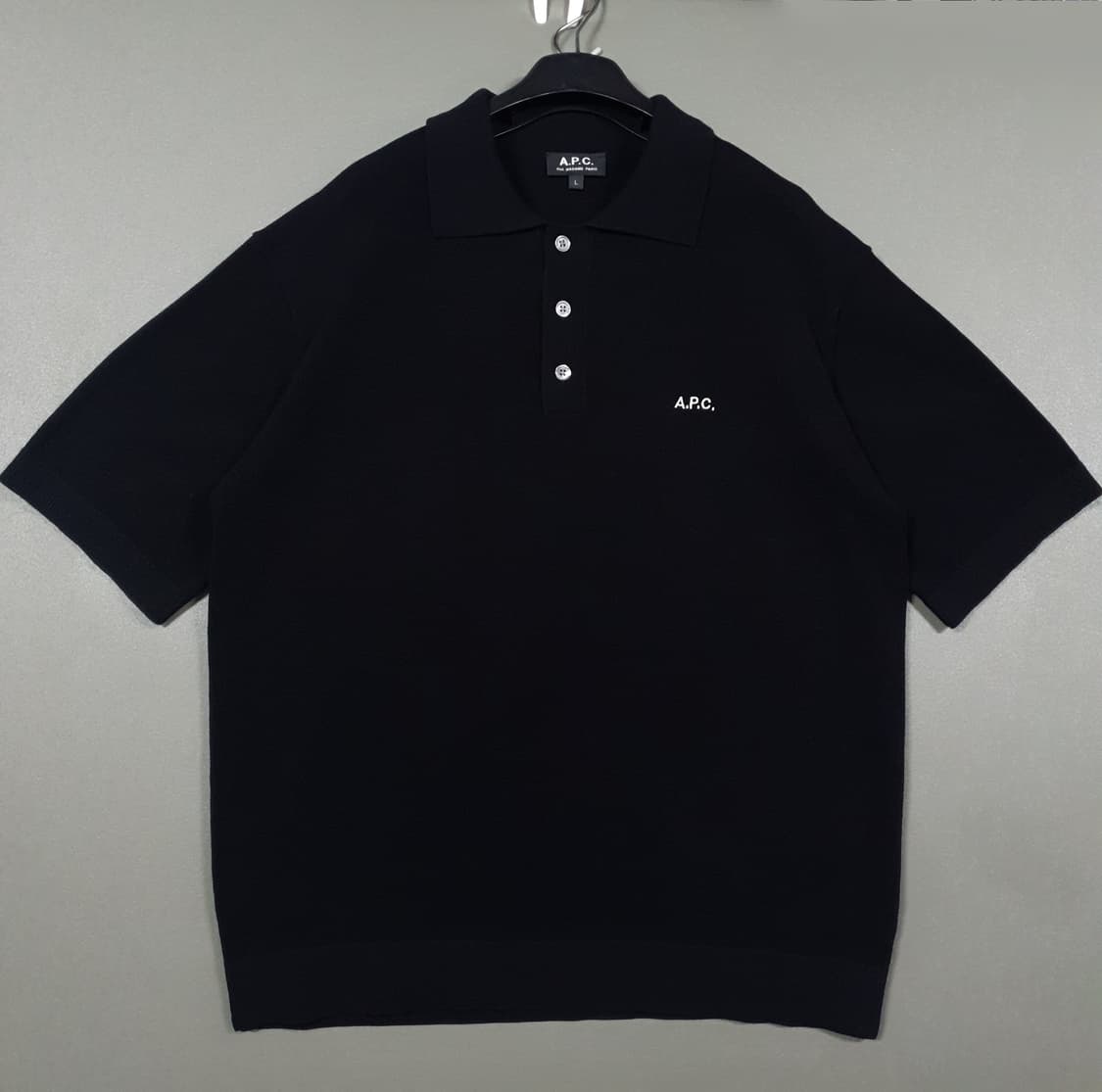A.P.C 아페쎄 반팔 니트 카라티 폴로 피케 셔츠 스웨터 블랙 L 상품이미지1