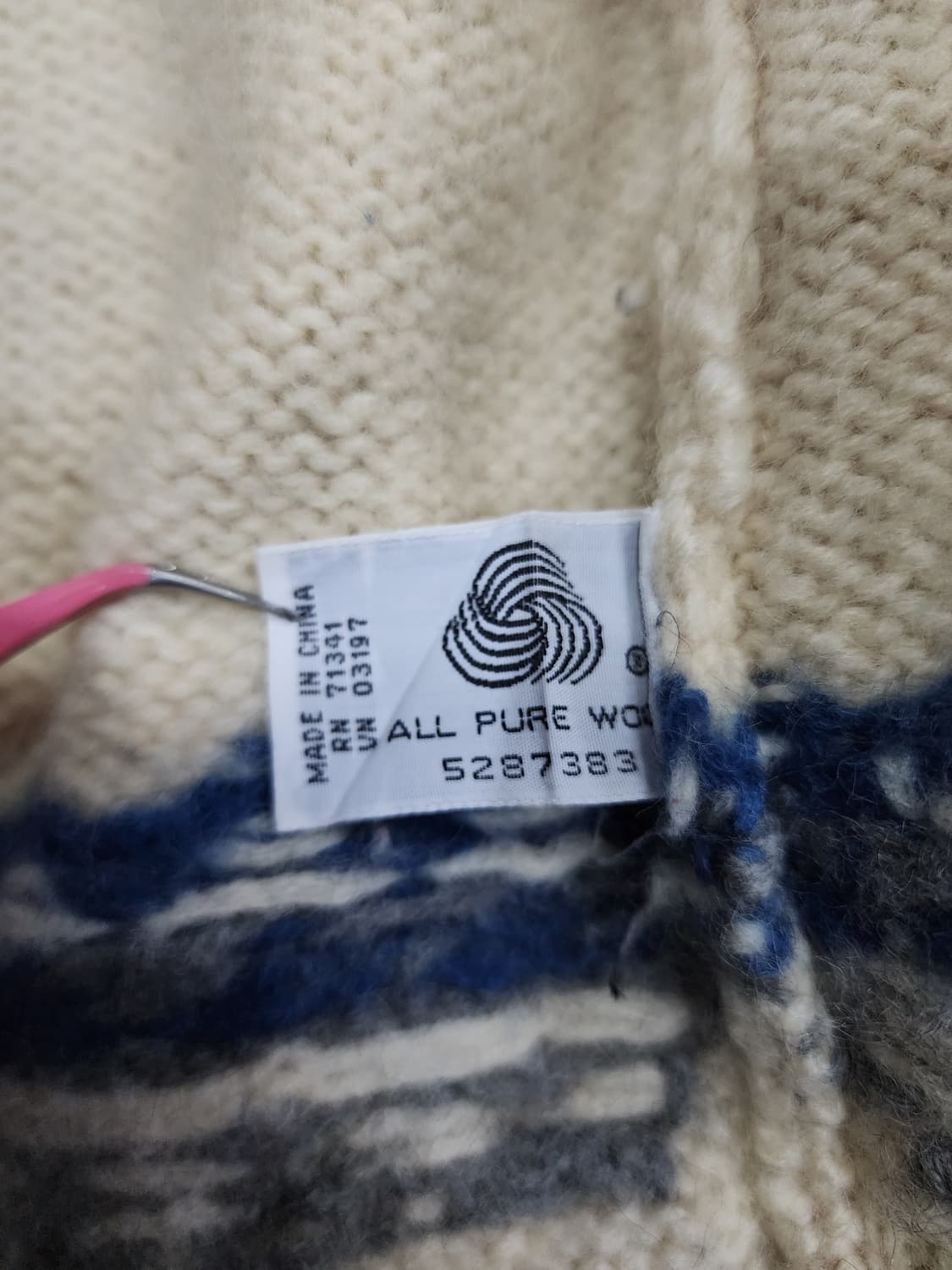 L.L.Bean 빈티지 페어아일 노르딕 코위찬 울 집업 니트 스웨터 S 상품이미지6