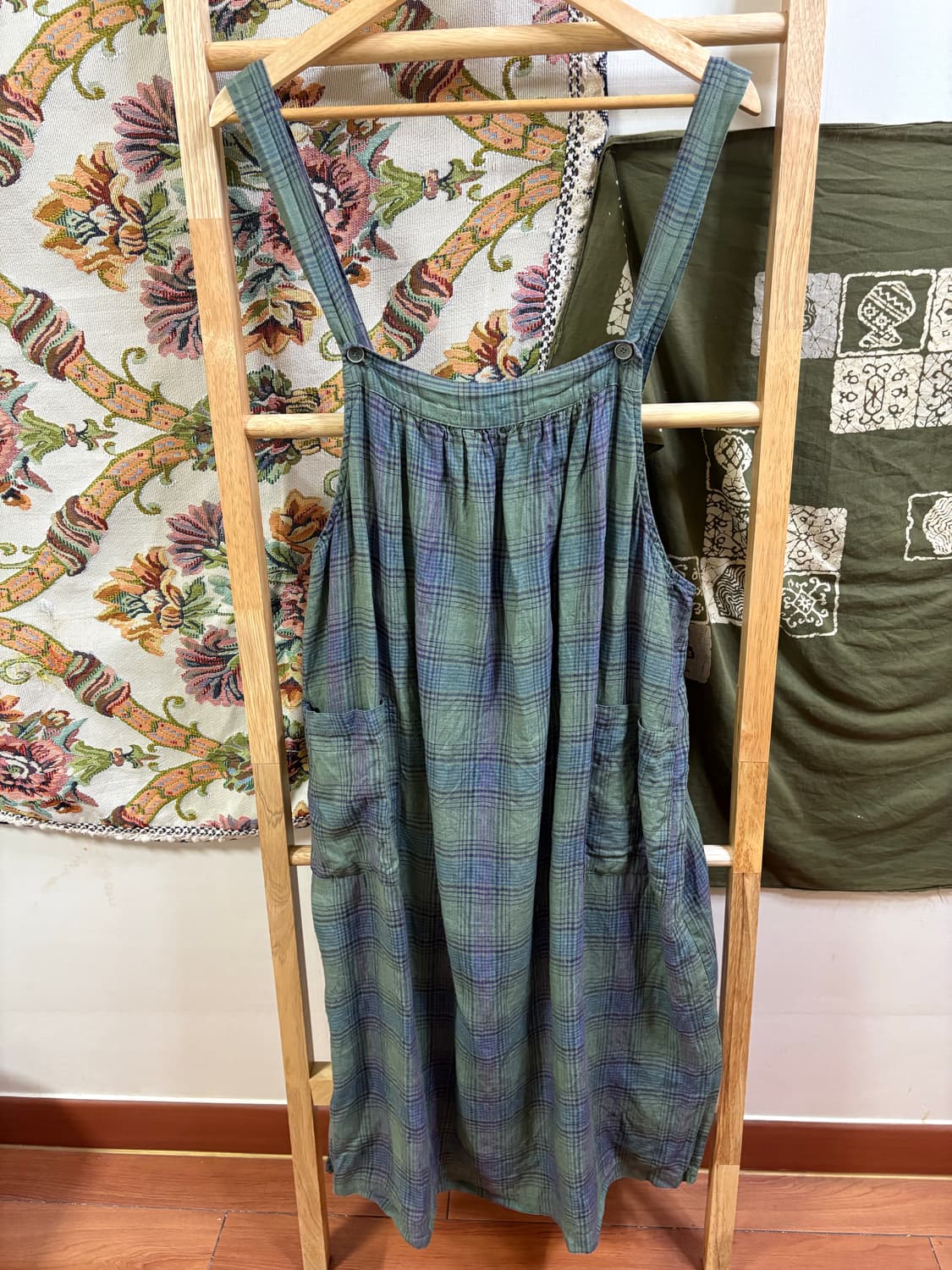 히피 모리 하구미 카키 패턴 디테일 레이어드 원피스 상품이미지1