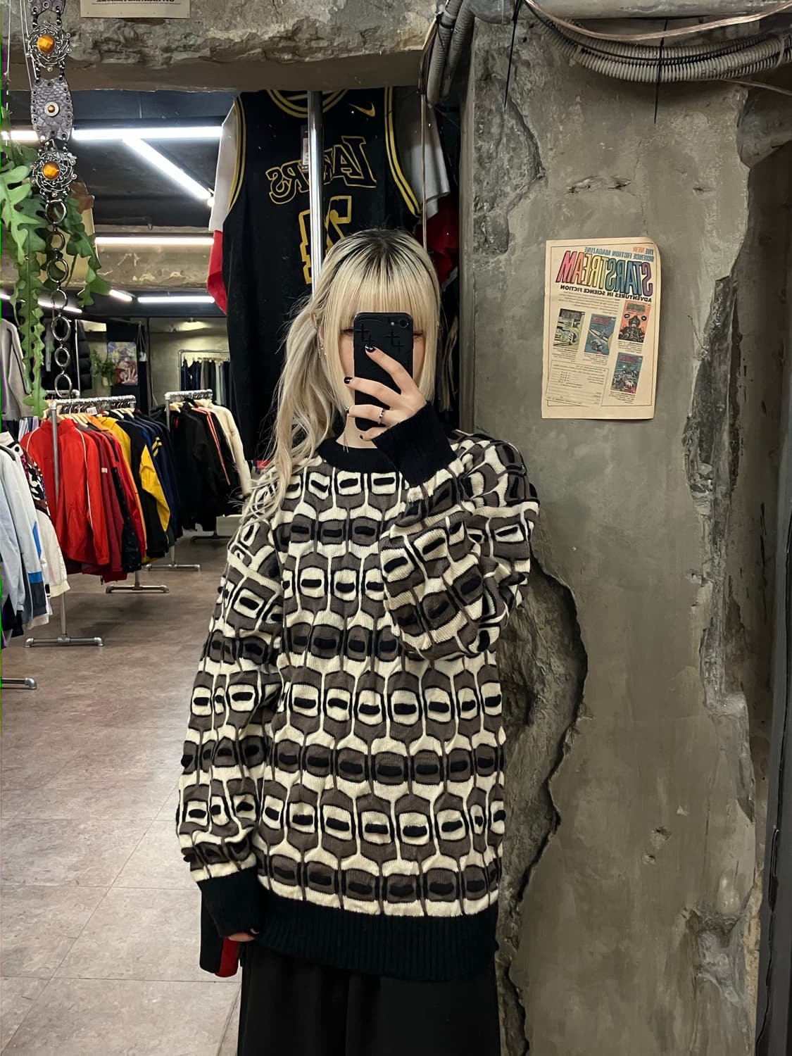 칼라루 패턴 니트 브라운 L #csz1896  상품이미지2