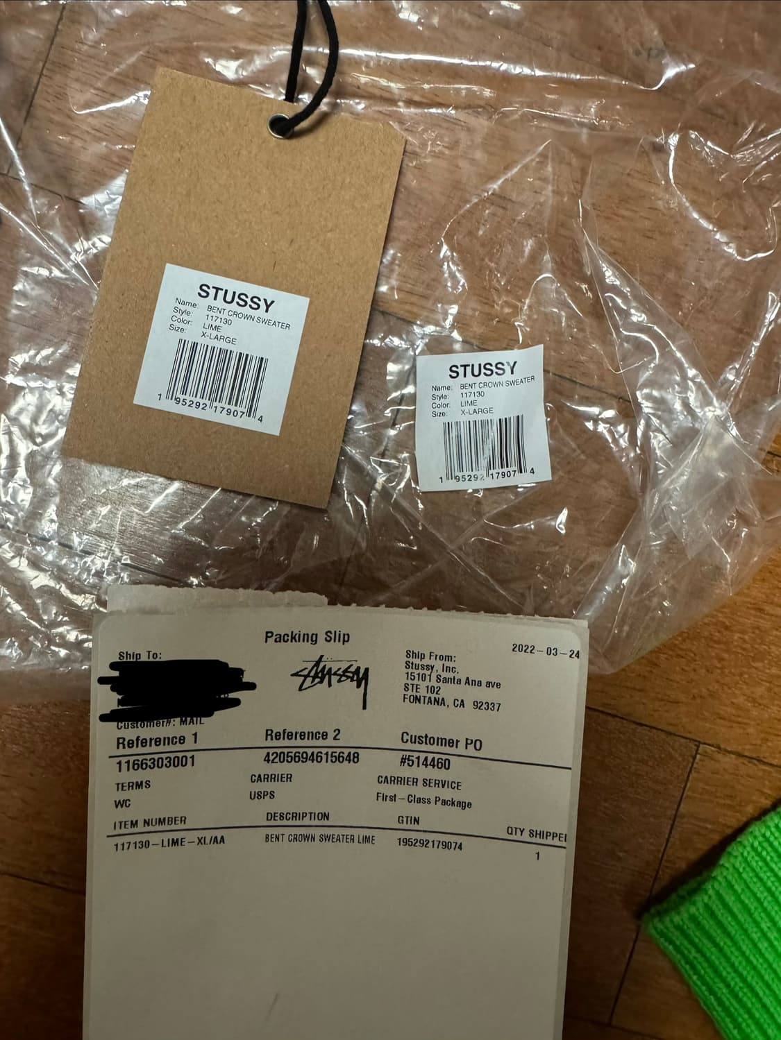 스투시 벤트 크라운 니트 라임 XL 상품이미지8