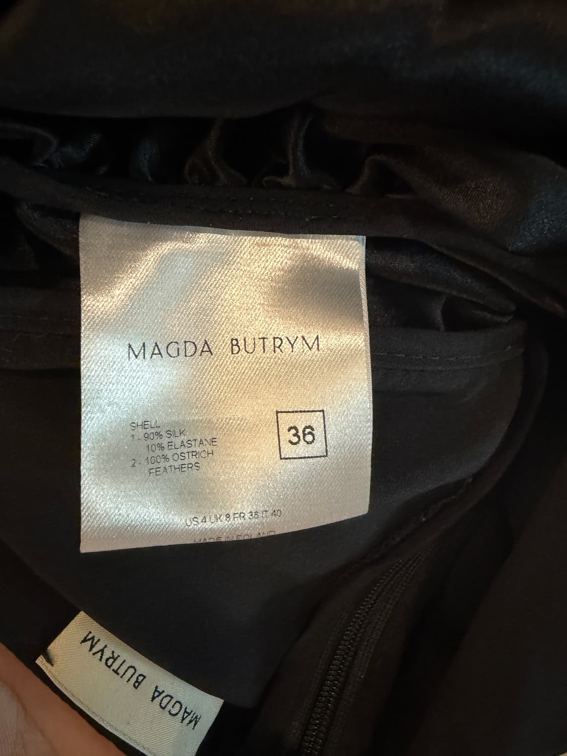 Magda Butrym SS22 블랙 실크 페더 미니드레스 36 상품이미지4