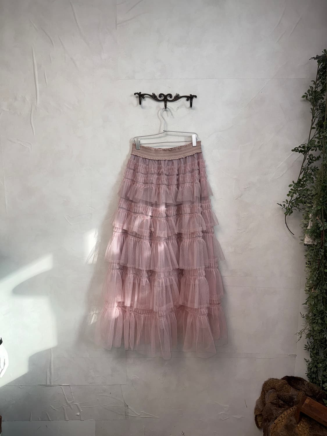 Baby pink layered sheer cancan maxi sk 상품이미지3