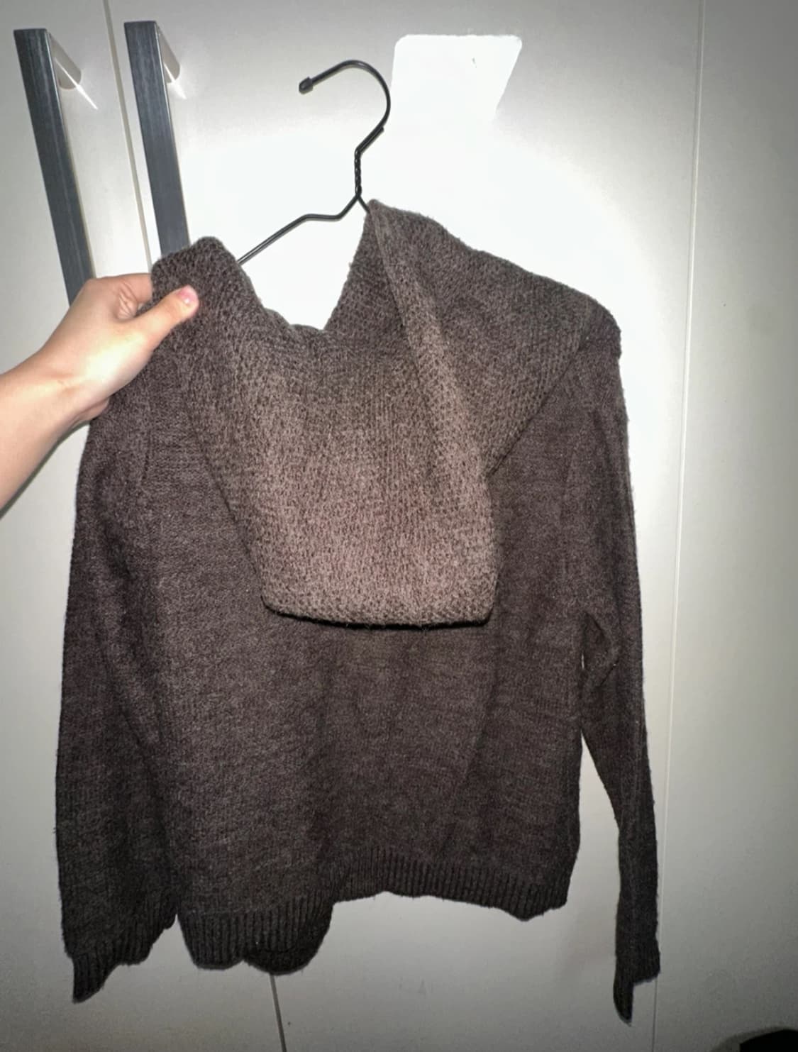 빈티지 니트 후드 가디건 브라운 상품이미지2