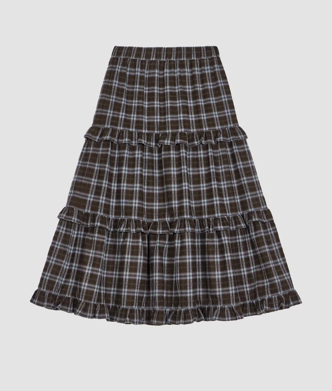 벨로엘 Winter shirring long skirt check BRO 상품이미지3