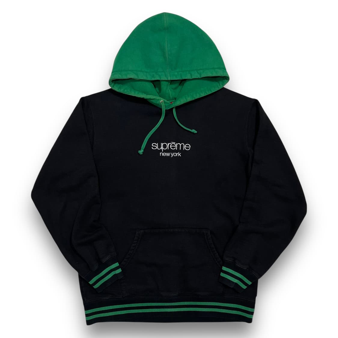 슈프림 뉴욕 클래식 로고 그린 헤비 코튼 후디 상품이미지1