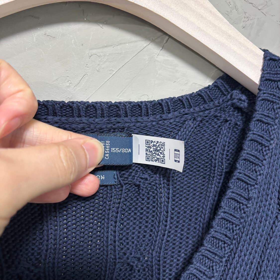 폴로 랄프로렌 피마코튼 꽈배기 브이넥 니트 네이비 상품이미지4