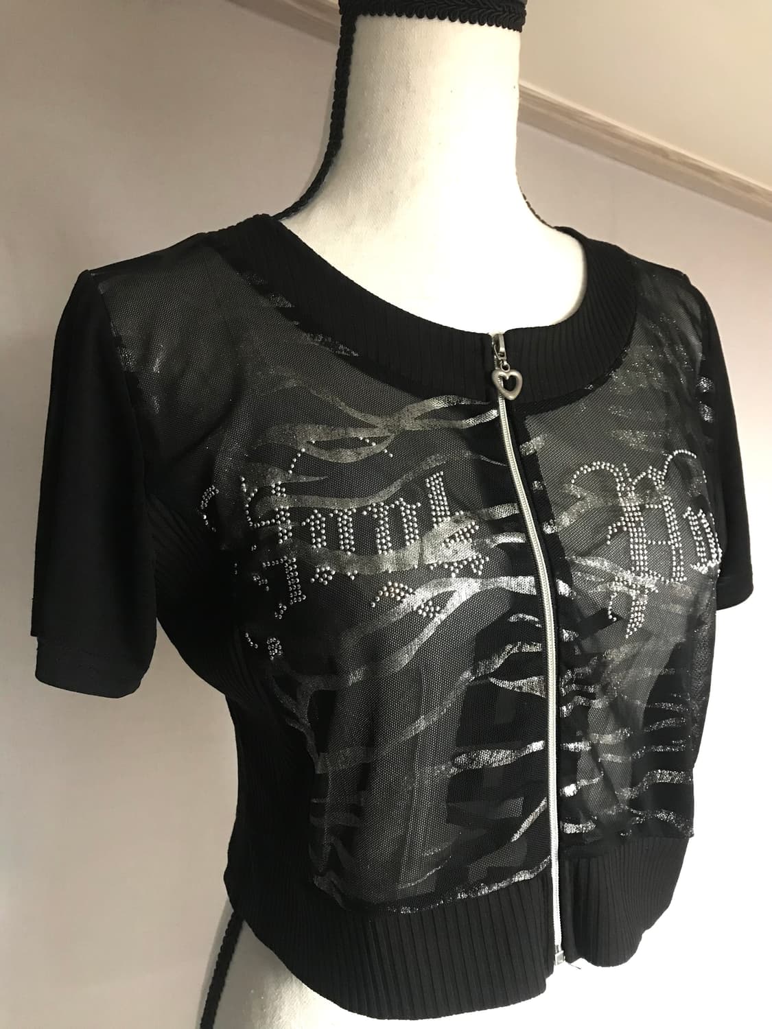 Mesh Cubic Crop Zip-up 상품이미지1