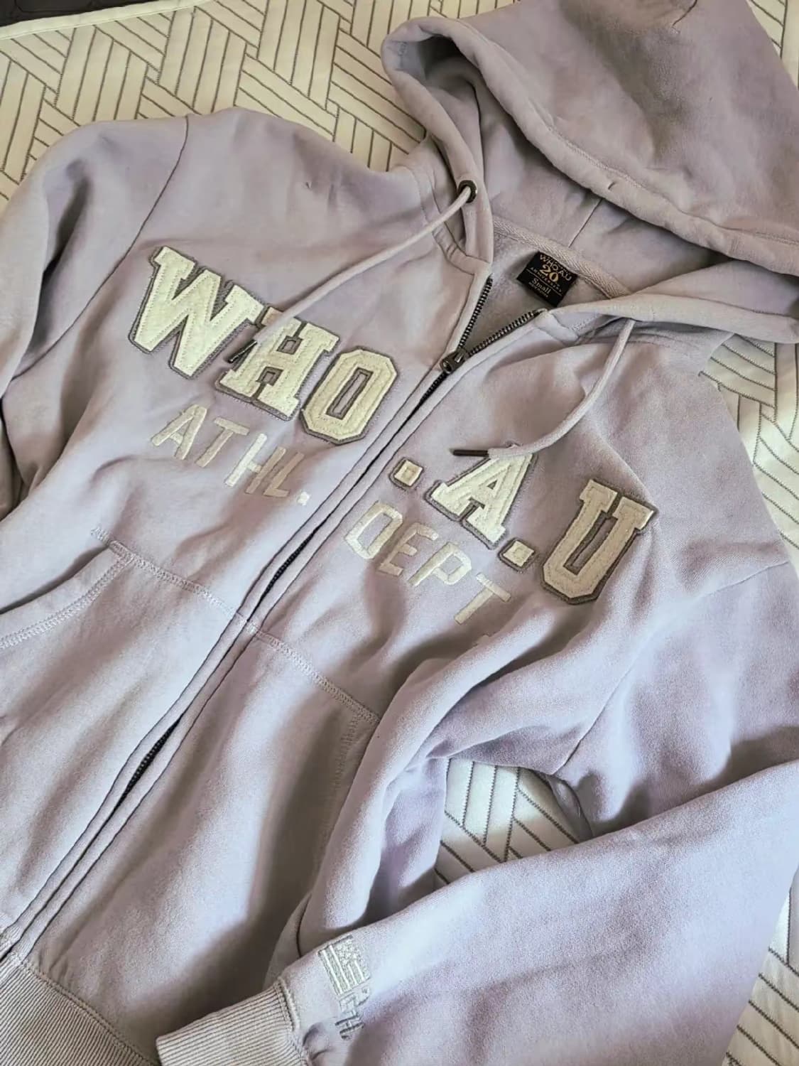 후아유 연보라 기모 후드집업 상품이미지1