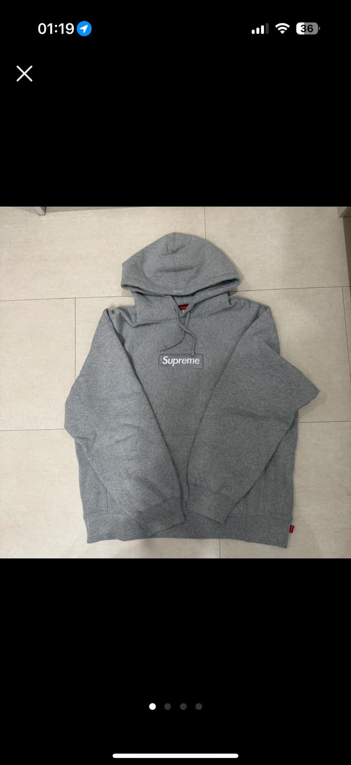 [L]24FW 슈프림 박스로고 후드 헤더그레이 상품이미지1