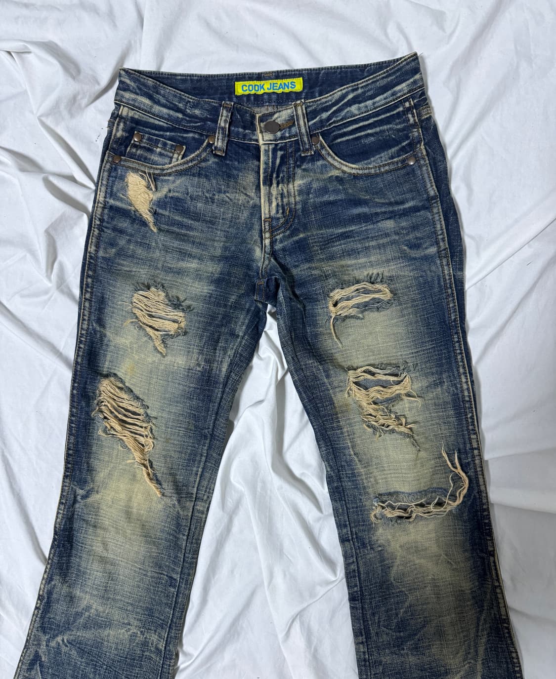 Cook jeans 워싱 플레어 데님팬츠 y2k vkei 토네이도마트 상품이미지3