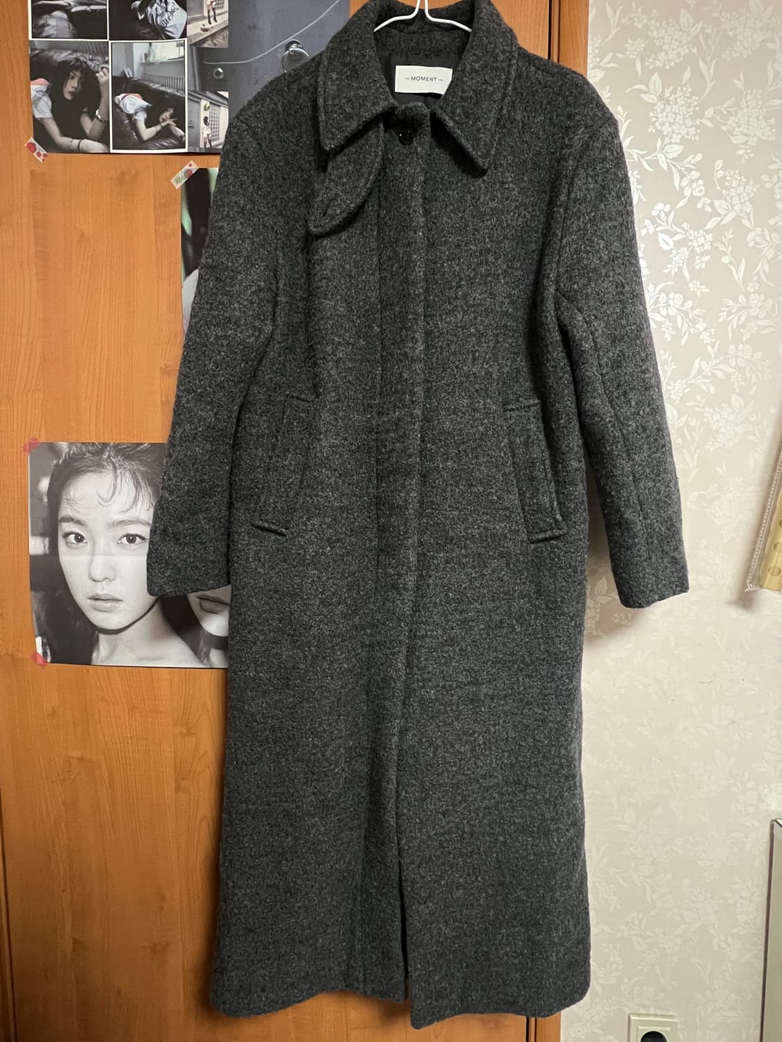 차콜 하이넥 코트 상품이미지1