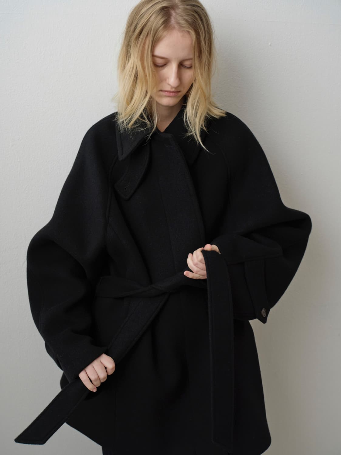 (s) 파사드패턴 벨티드 하프코트 상품이미지1