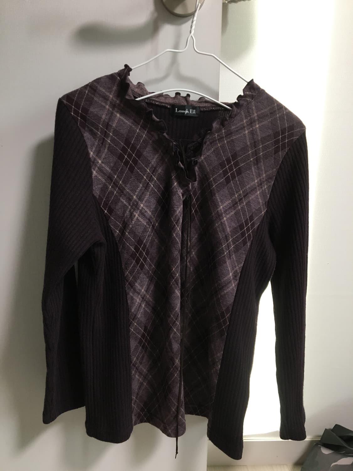 무료배송) 프릴 체크 니트 상품이미지2