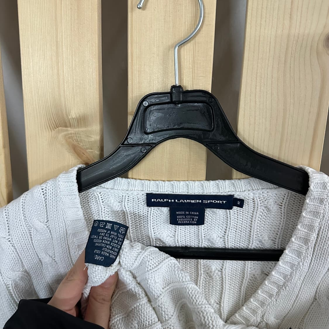 (S) 폴로 랄프로렌 아이보리 케이블 브이넥 니트 스웨터 상품이미지6